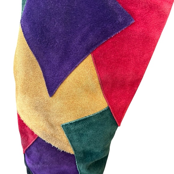 VINTAGE VERA CUOIO Colorblock Patchwork Suede Leather Boots Size 8 - Picture 12 of 15